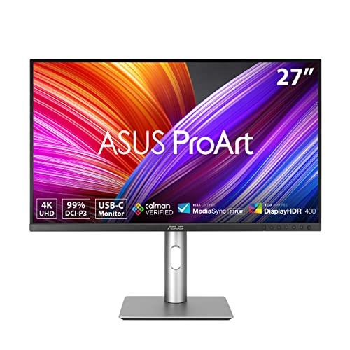 ASUS ProArt Display 27 4K HDR Professional Monitor (PA279CRV) - IPS, UHD (3840 x 2160), 99 DCI-P3Adobe RGB, ΔE 2, Calman