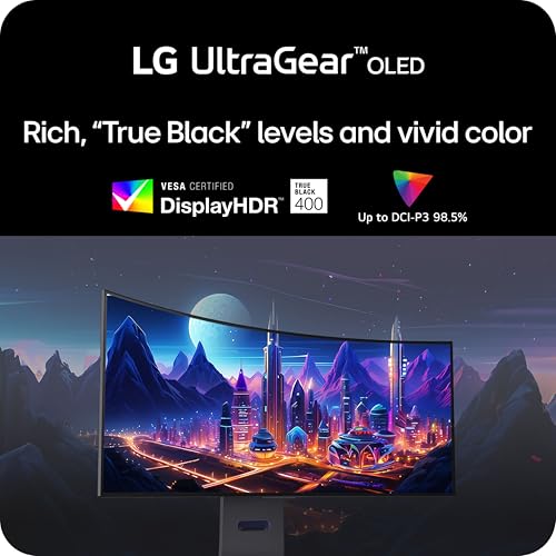 LG 39GS95QE Ultragear OLED Curved Gaming Monitor 39-Inch WQHD 800R 240Hz 0.03ms DisplayHDR True Black 400 AMD FreeSync Premium Pro NVIDIA G-Sync HDMI 2.1 DisplayPort Tilt/Height/Swivel Stand - Black additional view
