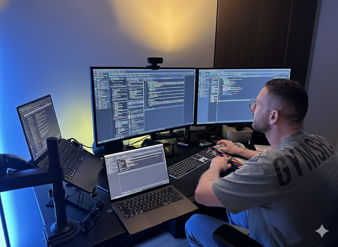 Peter Steinberger Setup with Dual Dell U3223QE Monitors