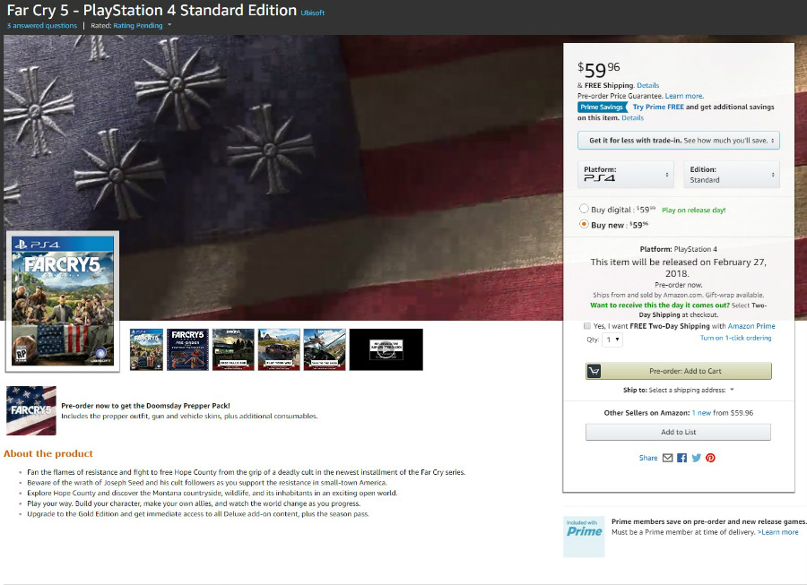 farcry 5 amazon prime discount