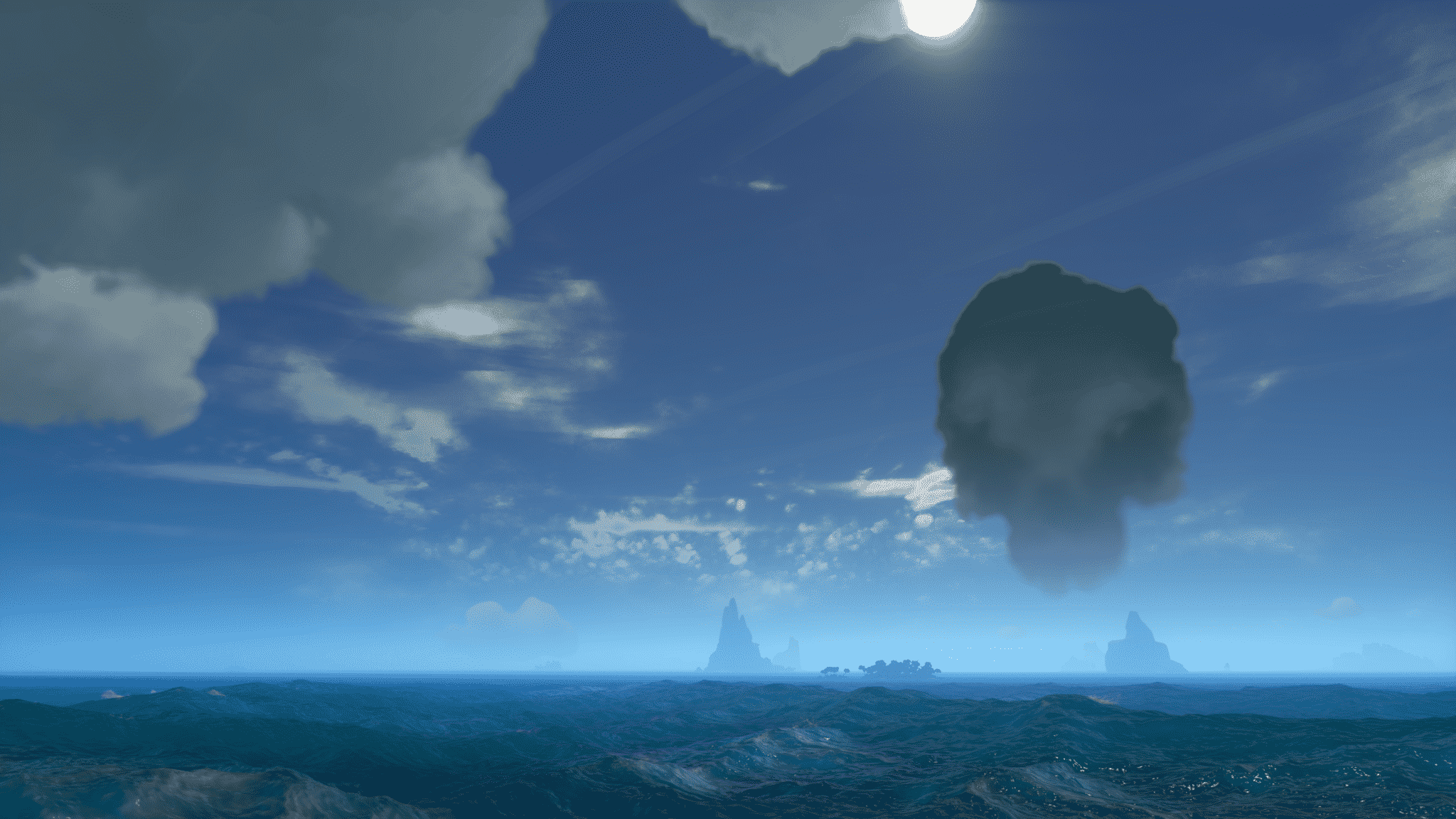Mountain in the distance in Sea of Thieves