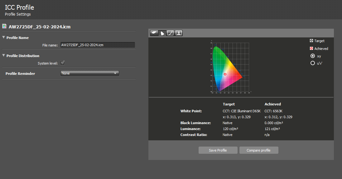 Alienware AW2725DF settings